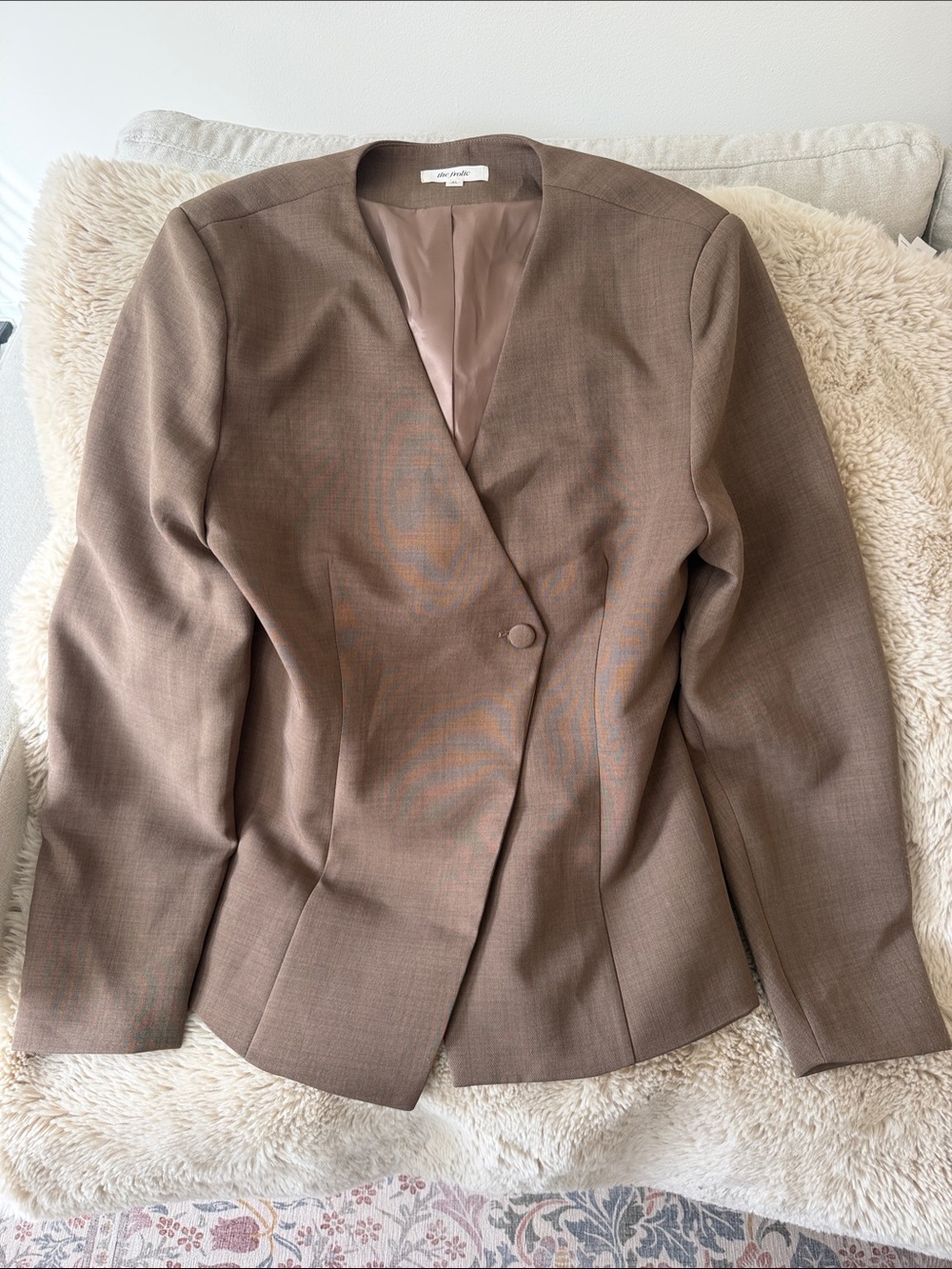 Women's Single-Button Taupe Blazer Jacket